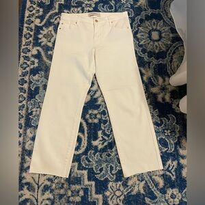 LiverPool Bone White Crop Wide Leg Raw Edge Jeans Size 6/28